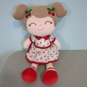Gloveleya Red Cherry Print Dress Girl Plush 15" Stuffed Doll